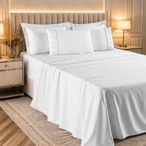 Conjunto Casal Queen Size Madri Algodão Toque Super Macio