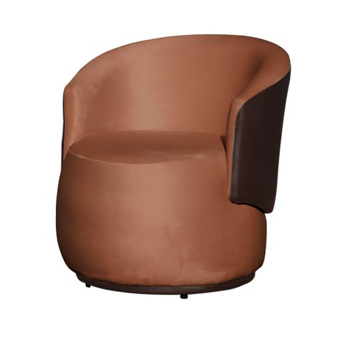 Poltrona Organica Recepção para Sala Aisha Corano Marrom e Veludo Terracota - Incasa Decor