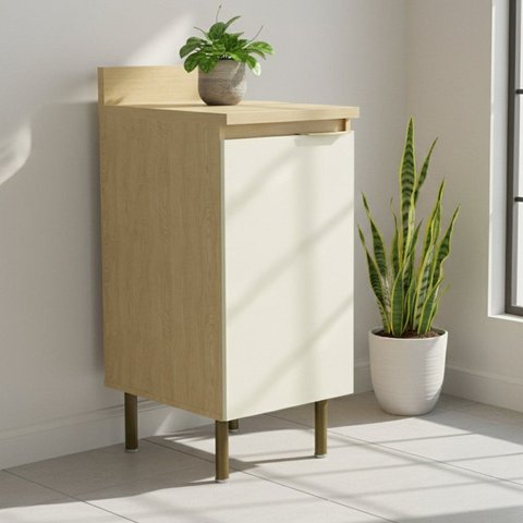 Balcão com Tampo 1 Porta e 1 Prateleira 40cm Nanda TM4218 Nature/Arenas