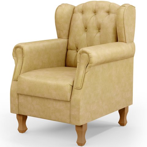 Poltrona Decorativa para Sala de Estar Yara P02 Couríssimo Fendi - Lyam Decor