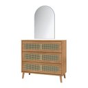 Ver imagem 1 de Cômoda 3 Gavetas Palha Espelho Superior 105cm 100% Mdf Tw57 Nature Dalla Costa