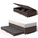 Ver imagem 1 de Cama Box Baú com Colchão de Espuma D45 Pillow Top Ortopédico Domo + Auxiliar Solteiro 88cm
