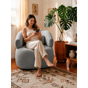 Ver imagem 2 de Kit 2 Poltrona Orgânica Chloe Boucle Cinza Redonda Decorativa com Almofada Plumante - Arkell