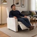 Ver imagem 3 de Poltrona do Papai Reclínavel Matrix Suede - Élpis Móveis - Bege