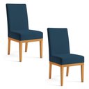 Ver imagem 1 de Kit 2 Cadeiras de Jantar Brisa Suede Azul Marinho Base de Madeira - Pallazio