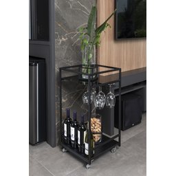 Carrinho para Bar, Piscina e Jardim Compacto Preto - Linha Frame - 2