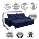 Ver imagem 3 de Sofá Sevilha Retratil e Reclinavel 2,52 Mts Suede Azul Sd Estofados