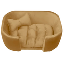 Ver imagem 2 de Cama para Cachorro Pet Sofá Gato Pé Palito Caminha Confortável com Almofada Veludo Mostarda