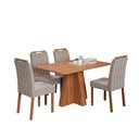 Ver imagem 2 de Sala de Jantar 4 Lugares 130 cm Zenóbia Cadeiras Madeira Maciça Cinamomo/Bege - Panorama Móveis