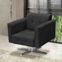Ver imagem 3 de Poltrona Decorativa Elisa Suede Preto com Base Giratória em Aço Cromado - D'Rossi