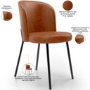 Ver imagem 4 de Cadeira para Sala de Jantar Cozinha Estofada Gavi L02 Couríssimo Camel - Lyam Decor