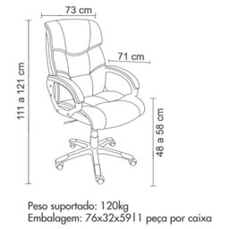 Cadeira de Escritório Home Office Ceuta Giratória Pu Preta - 4