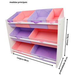 Organizador de Brinquedos Infantil Organibox Feminino Cor: Rosa e Lilas - 7