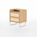 Ver imagem 2 de Mesa de Cabeceira Lys 2 Gavetas 1 Prateleira 43 Cm X 38 Cm Tauari/dourado - Telinha Rattan