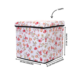 Puff Baú Organibox 36x39x36 Estampa Corujinha - 5