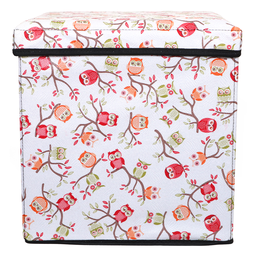 Puff Baú Organibox 36x39x36 Estampa Corujinha - 4