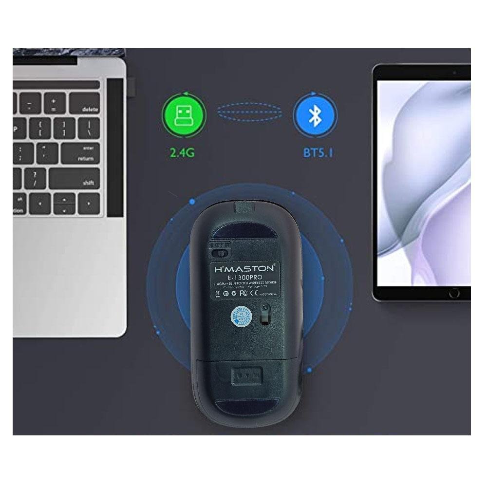 Mouse sem Fio H'maston Bluetooth Usb Recarregável com Led - 9