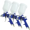 Kit 3 Pistola Pintura Gravidade Profissional HVLP 2 Bicos 1,4 1,7mm 600ml Importway IWPPHVLP-2B - 1