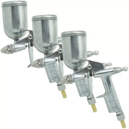 Kit 3 Pistolas Pintura Gravidade Aerógrafo 0,5mm 2,5 à 4 bar 200ml Alumínio Importway IWPPA-PR - 1