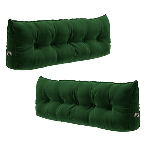 Kit 02 Almofadas para Cabeceira Encosto Apoio Lombar Spot 90cm com Porta Celular Veludo - Desk Desig