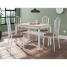 Conjunto De Mesa Tubular Com 4 Cadeiras 121 Malva Tampo De Vidro 107cm Branco Assento Rattan Artefam - 1