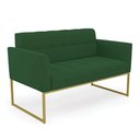 Ver imagem 2 de Sofá Namoradeira Elisa Veludo Verde Base Metálica Industrial Dourado - D'Rossi