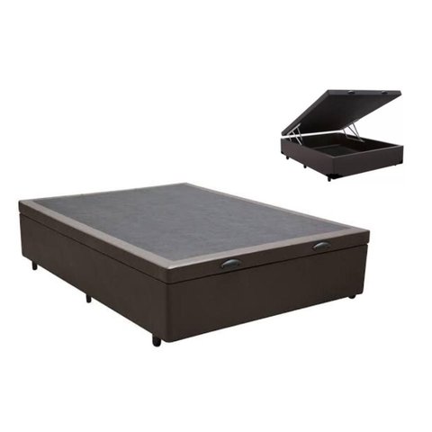 Cama Báu Box Base Casal Sintético Marrom
