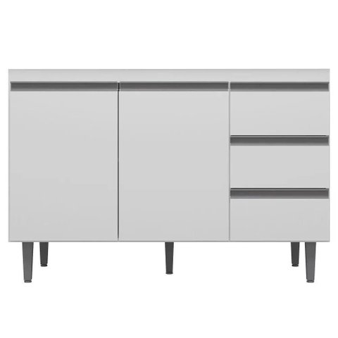 Balcão de Pia 100cm 2 Portas 3 Gavetas Andréia Preto