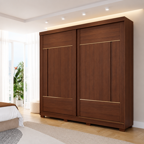 Guarda-Roupa Casal Elise 2 Portas de Correr 4 Gavetas com Pés 100% MDF Pm Home