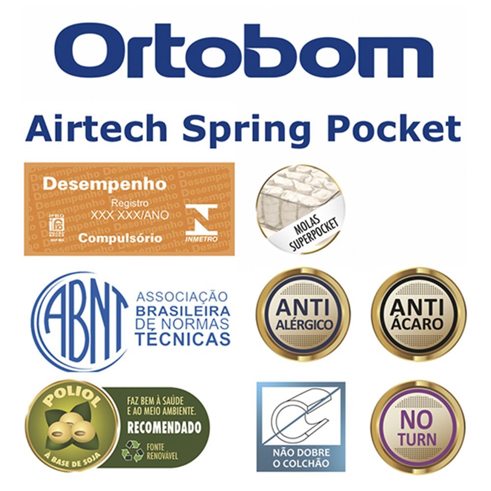 Colchão Casal Ortobom Airtech Spring Pocket 138X188X35 Estrutura Em Molas Superpocket Eps D26 Pró Airtech - 7