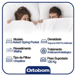 Colchão Casal Ortobom Airtech Spring Pocket 138x188x25 Estrutura em Molas Superpocket Eps D26 Pró Ai - 3