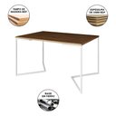 Ver imagem 3 de Mesa Jantar Industrial Retangular Amêndoa 137x90cm Base V Ferro Branco com 6 Cadeiras Preta Eames Ma