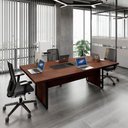 Ver imagem 2 de Mesa Reunião 240cm Escritório para 4 Pessoas com Caixa de Tomadas Corporate Marrom/Louro Preto