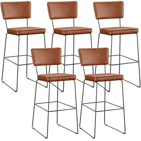 Kit 05 Banquetas Altas Cozinha Sala Jantar Base em Aço Fixa Allana L02 Couríssimo Camel - Lyam