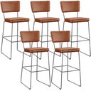 Ver imagem 1 de Kit 05 Banquetas Altas Cozinha Sala Jantar Base em Aço Fixa Allana L02 Couríssimo Camel - Lyam