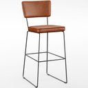 Ver imagem 3 de Kit 05 Banquetas Altas Cozinha Sala Jantar Base em Aço Fixa Allana L02 Couríssimo Camel - Lyam
