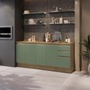 Ver imagem 1 de Balcões de Cozinha 100% Mdf 200cm Nogueira/verde Celeste Kappesberg