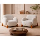 Ver imagem 2 de Kit 2 Poltronas Decorativas Maysa Bouclé Cinza - Sallar Home