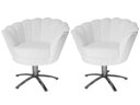 Ver imagem 1 de Kit 2 Poltronas Decorativa Pétala Base Giratória Metal Couro Branco Ms Decor