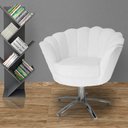 Ver imagem 4 de Kit 2 Poltronas Decorativa Pétala Base Giratória Metal Couro Branco Ms Decor
