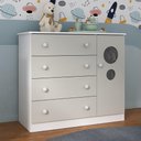 Ver imagem 1 de Cômoda Infantil 95cm 1 Porta com Vidro e 4 Gavetas Pirulito Multimóveis Mp4469 Branco/off White