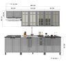 Cozinha Americana Modulada Balcão 120cm para Pia Sem Tampo Aéreo 120cm Aéreo 880cm com Vidros Reflecta Compacta 6 Peças Paris - 4