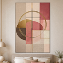 Ver imagem 2 de Quadro Decorativo Abstrato Geométrico Canvas Rosa Dourado 60x90