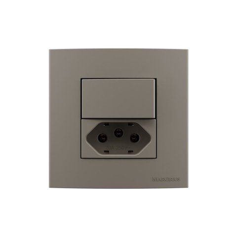 Placa para Móveis 80x80 com Interruptor Paralelo 10a e Tomada 2p+t 20a Margirius Sleek Colors Argila