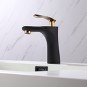 Ver imagem 3 de Torneira Monocomando Preta e Dourada Bica Baixa Luxo Banheiro Lavabo Pia Cuba Inovartte In64