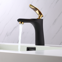 Ver imagem 4 de Torneira Monocomando Preta e Dourada Bica Baixa Luxo Banheiro Lavabo Pia Cuba Inovartte In64