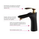 Ver mais imagens de Torneira Monocomando Preta e Dourada Bica Baixa Luxo Banheiro Lavabo Pia Cuba Inovartte In64