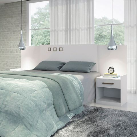 Cabeceira Casal Extensível com 2 Gavetas Plus Branco