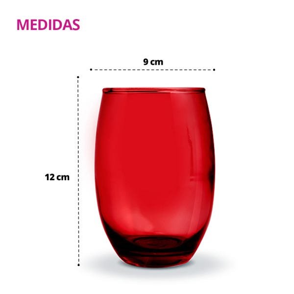 Kit 2 Jogos Copos Vidro Bellagio Vermelho Colorido 450ml - 5