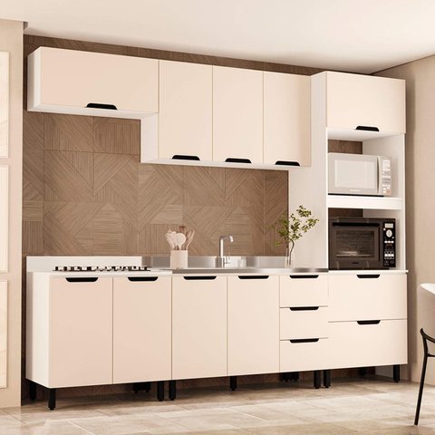 Armário de Cozinha Modulada Completa 5 Peças 270cm sem Tampo 250055 Meena Politorno Móveis